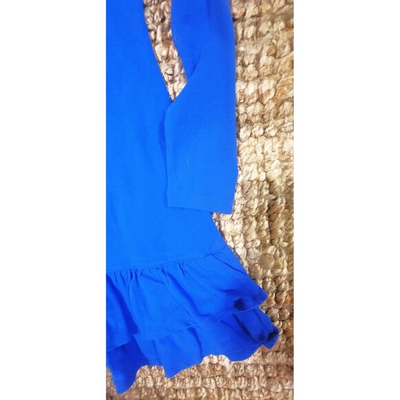 Ralph Lauren Chaps Dress Blue Double Ruffle hem Henley Cotton Girls M 8-10 NICE! - Picture 5 of 12